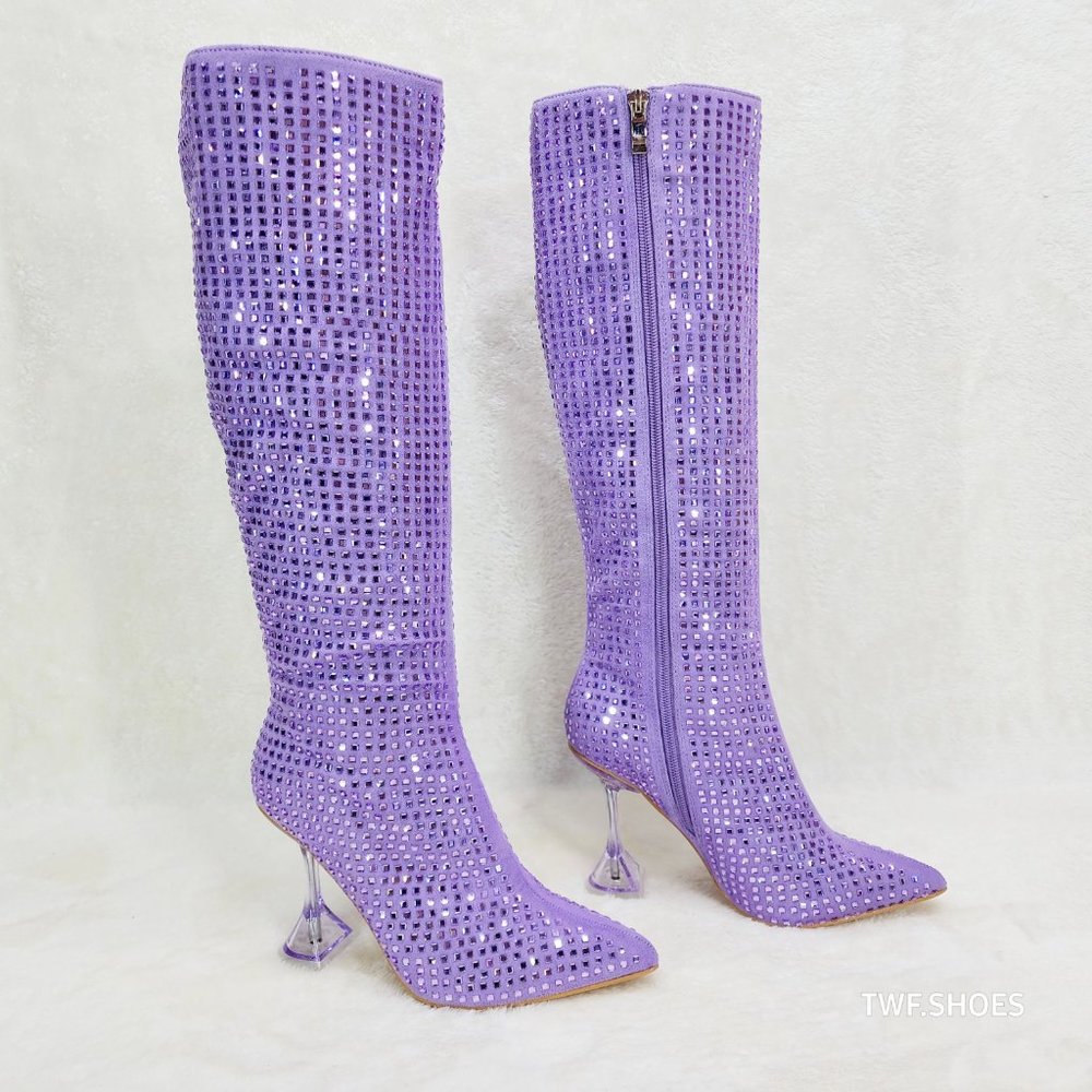 Women's Purple Rhinestone Boots - Picture 5 of 12